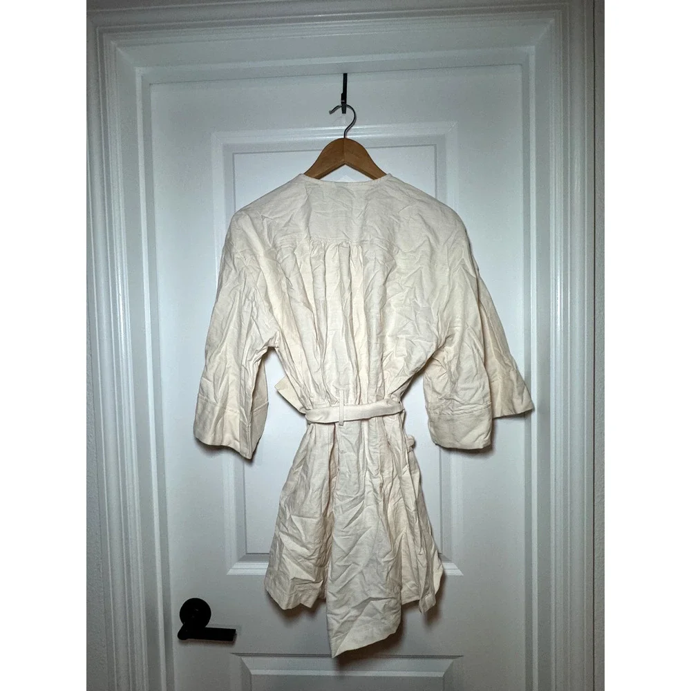 SHEIN Casual Linen 3/4 Sleeve Shorts Romper Jumpsuits With Belt Size 6 / Medium - Picture 4 of 11